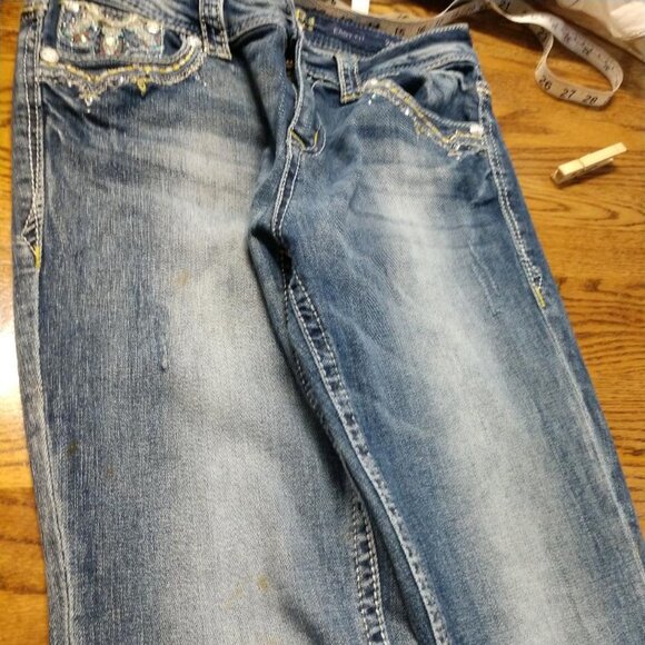 Women's Grace Easy Fit Jeans Floral Embroidery pockets Size 28-Embellished - Picture 2 of 13